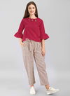 Red MESMORA MF Trendy Look Western Top With Bottom Heavy Collection 1108